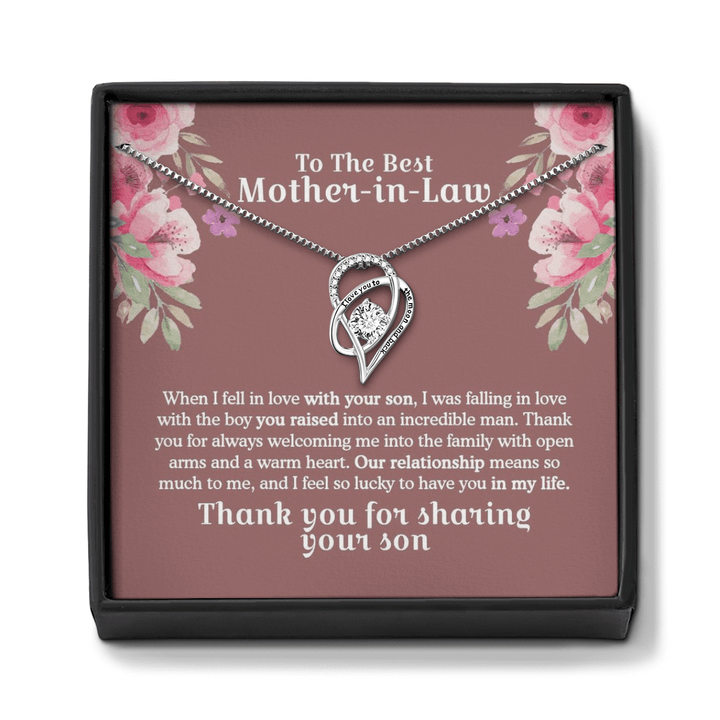 Heart Necklace To The Best Mother In Law Necklace Thank You For Sharing Your Son Mother's Day Gift For Mom