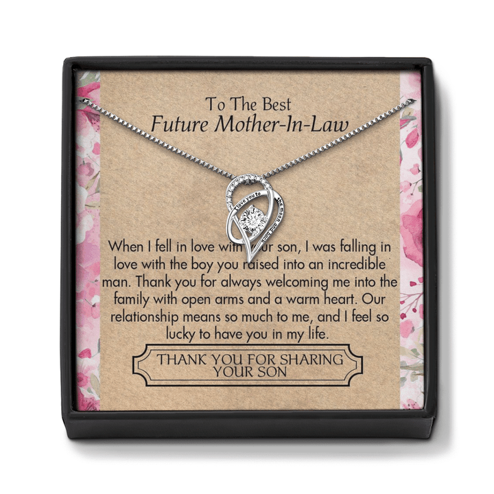 Heart Necklace To The Future Mother-In-Law Necklace Future Mom-In-Law Gift Mother's Day Gift From Daughter-In-Law Thank You For Sharing Your Son