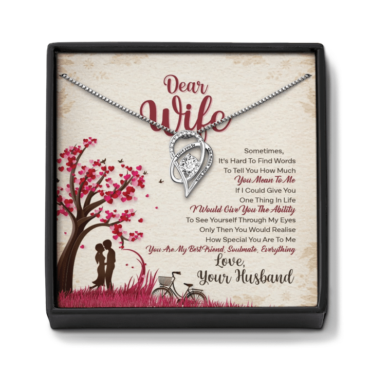 Heart Necklace For Wife To My Wife Necklace Valentine Gift For Wife Sometimes It's Hard To Find Words