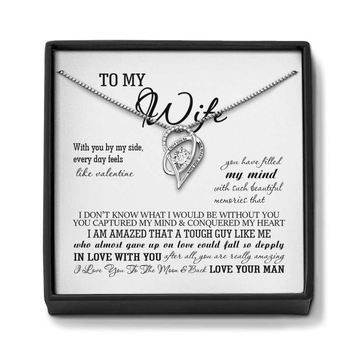Heart Necklace To My Wife Necklace Anniversary Gifts For Wife Necklace For Wife Valentine Gift I Love You To The Moon & Back