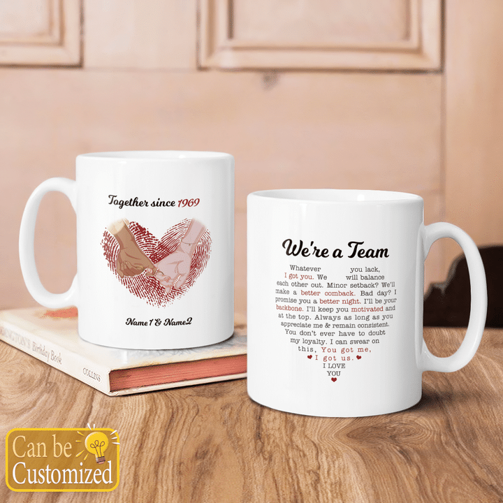 Valentine's day gift personalized mug for her for him we're a team together since Valentine coffee mug