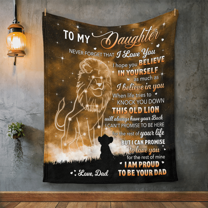 Blanket to daughter lion blanket gift for daughter from dad never forget that I love you blanket