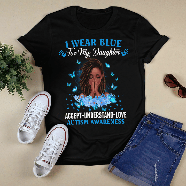 Autism awareness gifts i wear blue for my daughter autism awareness shirt