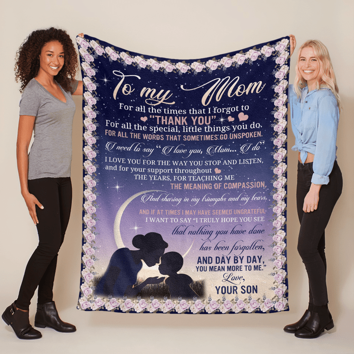 Mother's day blanket for mom day by day you mean more to me blanket gift for mom from son happy mother's day blanket