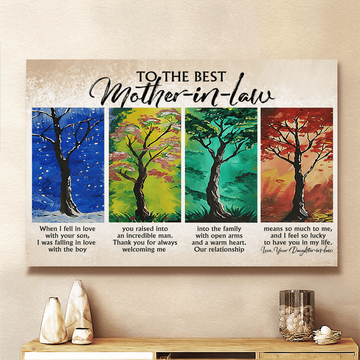 Mother's day canvas poster for mother-in-law I feel so lucky to have you in my life canvas poster mother's day gift for mom-in-law happy mother's day wall art