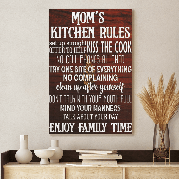 Mother's day canvas poster for mom mom's kitchen rules canvas poster gift for mom happy mother's day wall art