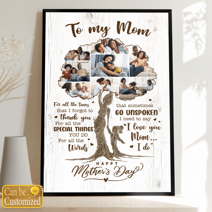 Mother's day personalized photo canvas poster for mom for all the times that I forgot to thank you canvas poster gift for mom happy mother's day wall art