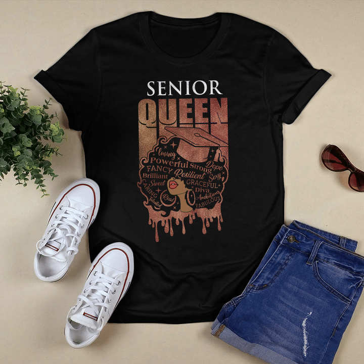 Graduation shirt for black girl African American girl graduation shirt senior queen shirt black and educated shirt