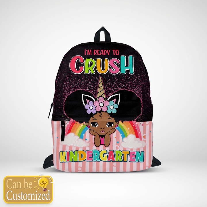 Personalized backpack for black girl backpack I'm ready to crush Kindergarten African American girl magic kid book bag school girl back to school bookbag