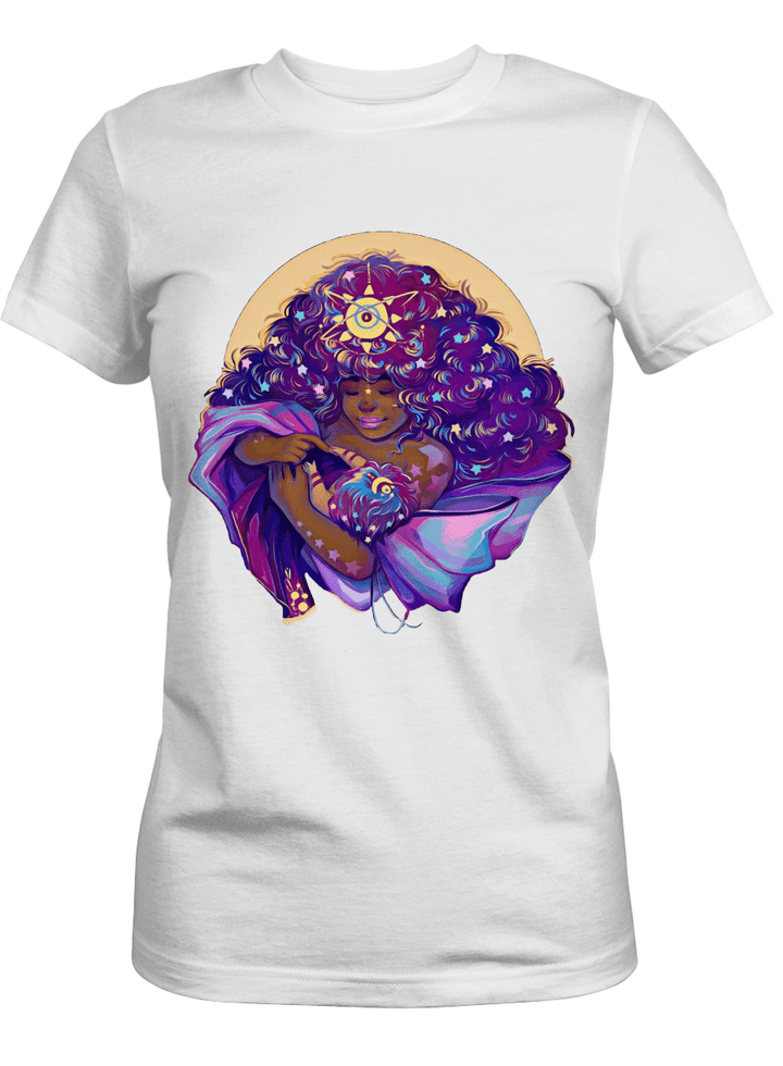 Mother's day Black mother shirt for mother and baby galaxy beauty tshirt