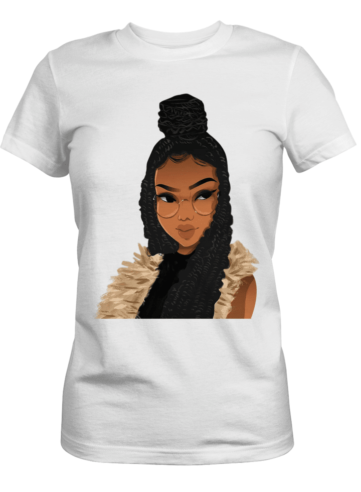 Black women shirt for black girl afro locs and braids art shirt for african american girl