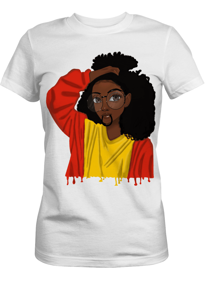 Curly girl shirt for cute black girl art shirt for african american girl