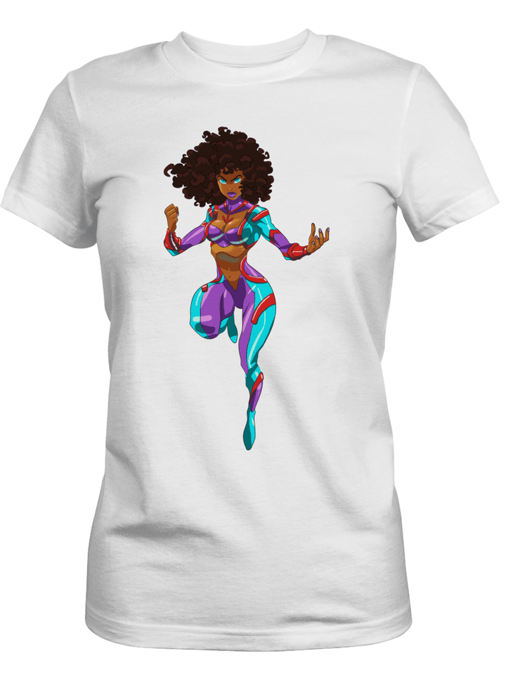 Black girl colorful shirt strong warrior melanin poppin women galaxy art shirt for black women