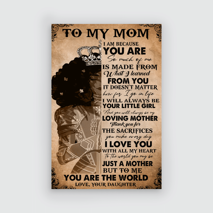 Mother's day Canvas poster for daughter from mom gift for daughter from mom and daughter canvas poster black queen wall art