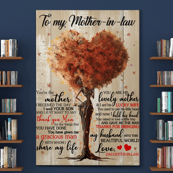 Mother's day Mother in law gift from daughter in law to mother in law canvas poster for mother in law gift from daughter in law for mother in law