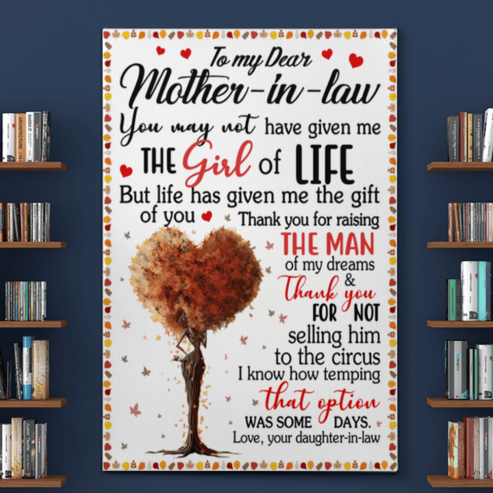 Mother in law canvas poster for mother in law gift from daughter in law to mother in law black mom wall art