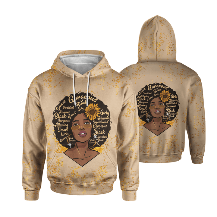 Black woman gorgeous art all over print shirt 3d hoodie for black girl sunflower
