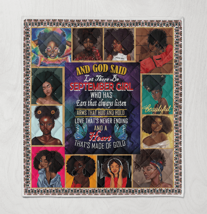 Birthday quilt for black girl art quilt for september girl quilt for black women