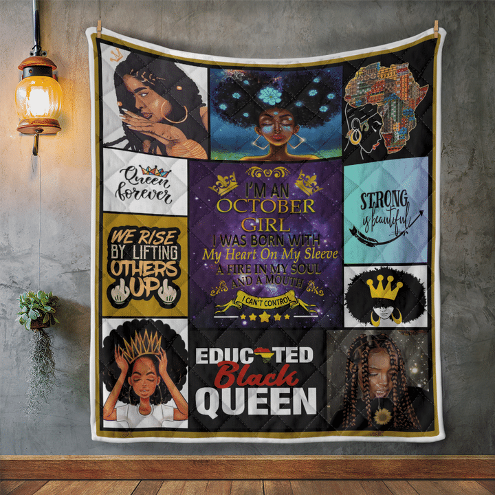 Birthday quilt for black queen art quilt for october girl quilt for black women