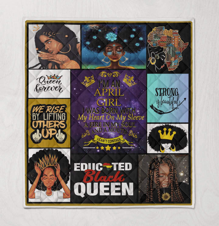 Birthday quilt for black queen art quilt for april girl quilt for black women
