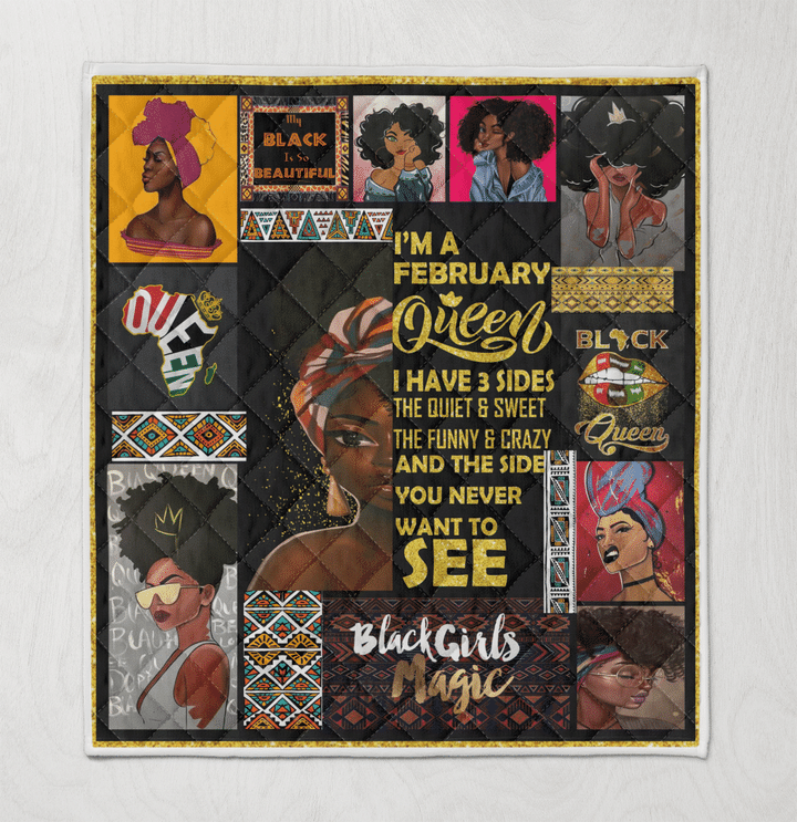 Birthday quilt for black girl art quilt for february queen quilt for black women