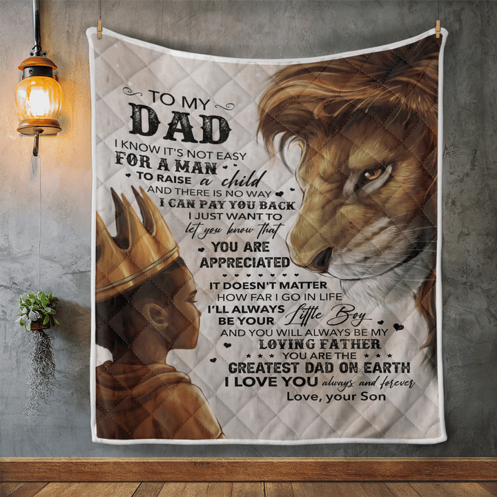 father's day Blanket for dad lion art blanket for black father from son to dad blanket