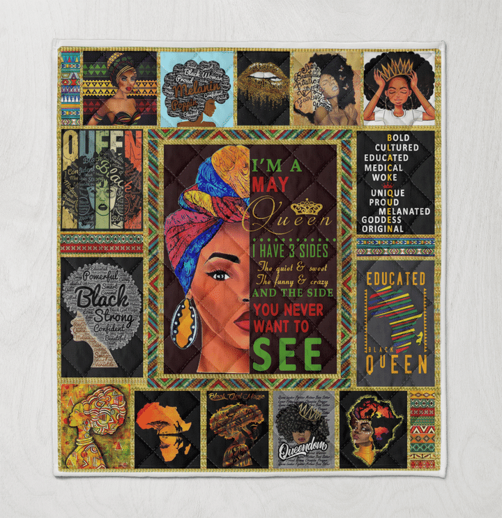 Birthday quilt for black woman art quilt for may queen quilt for black girl