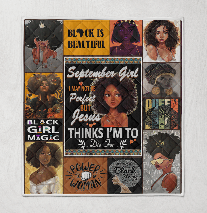 Birthday quilt for black girl art quilt for september girl quilt for black women