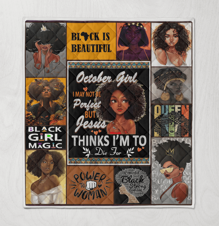 Birthday quilt for black girl art quilt for october girl quilt for black women