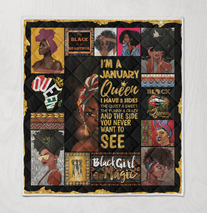 Birthday quilt for black girl headwrap art quilt for january queen quilt for black women