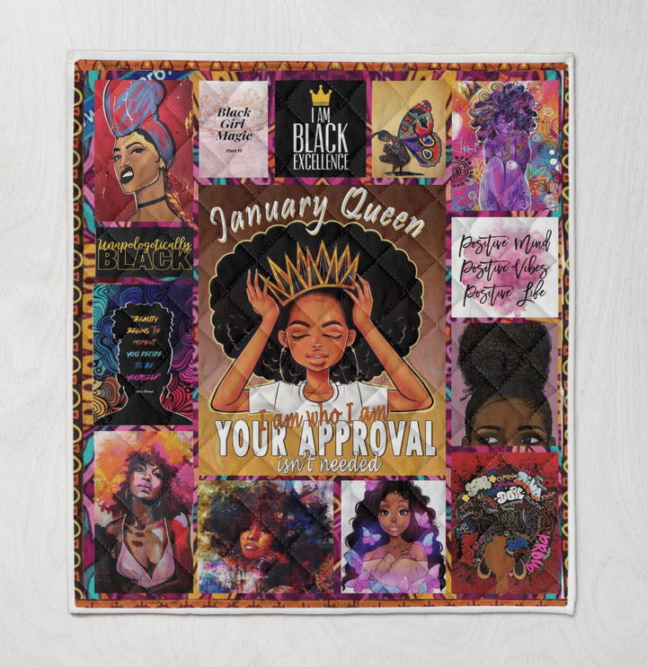 Birthday quilt for black queen art quilt for january queen quilt  for black girl