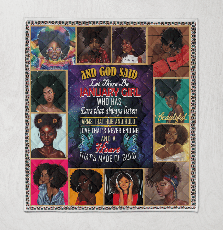 Birthday quilt for black girl art quilt for january girl quilt for black women