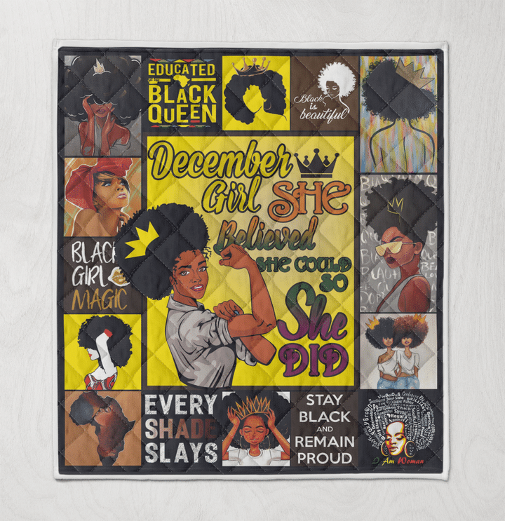 Birthday quilt for black woman strong art quilt for december girl quilt for black women
