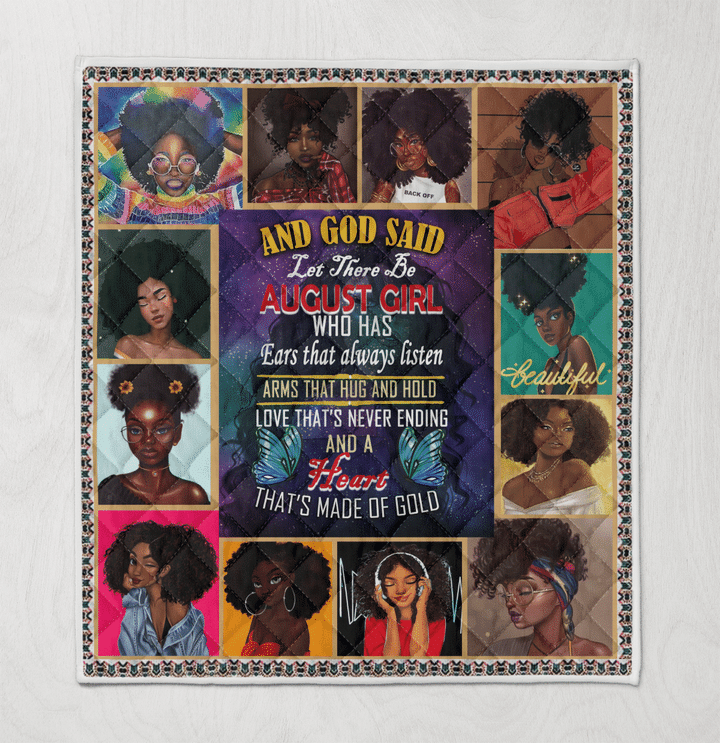 Birthday quilt for black girl art quilt for august girl quilt for black women