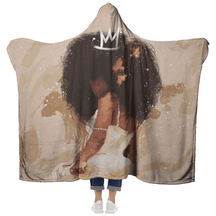 Black queen hooded blanket for black girl queen art hooded blanket afro women