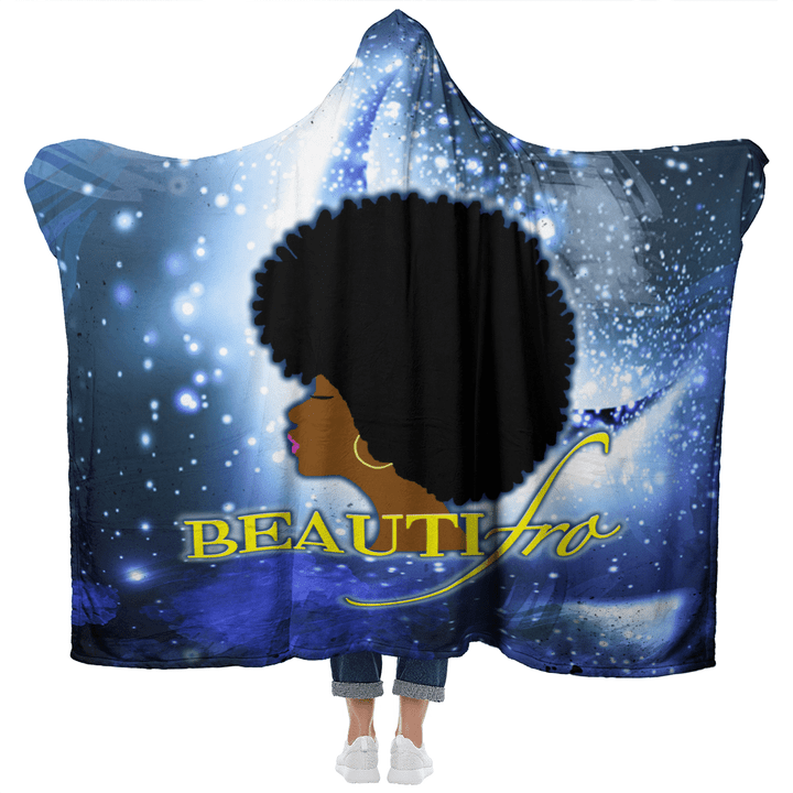 Black girl hooded blanket for black women afro beauty magic girl art hooded blanket