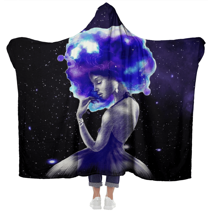 Hooded blanket for black girl magic art hooded blanket for afro black girl