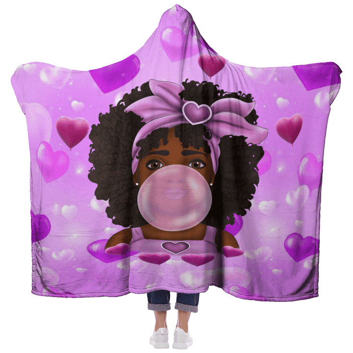 Afro girl art hooded blanket for black girl magic hooded blanket melanin poppin bubble cute baby
