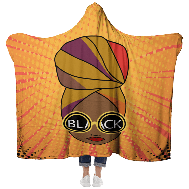 Black girl magic hooded blanket for black women headwraps hooded blanket