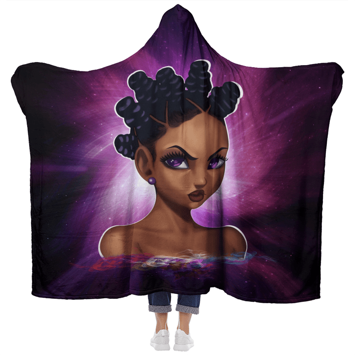 Black girl magic art hooded blanket for black girl dreadlock magic hooded blanket