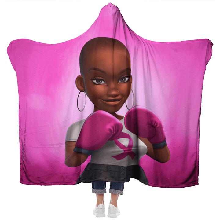 Hooded blanket for black girl breast cancer black girl art hooded blanket