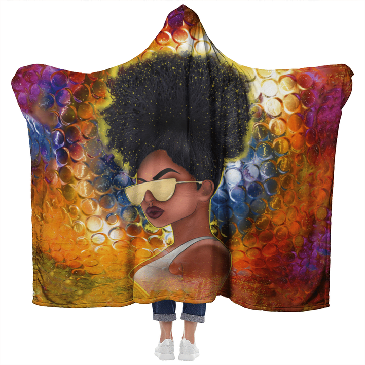 Cool black girl art hooded blanket for black girl
