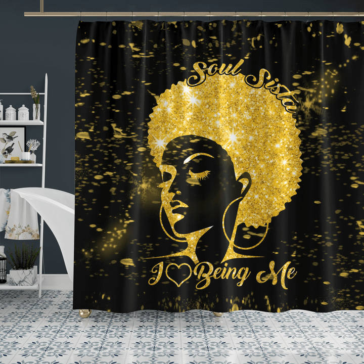 Black girl magic shower curtain for black queen shower curtain soul sista i love being me