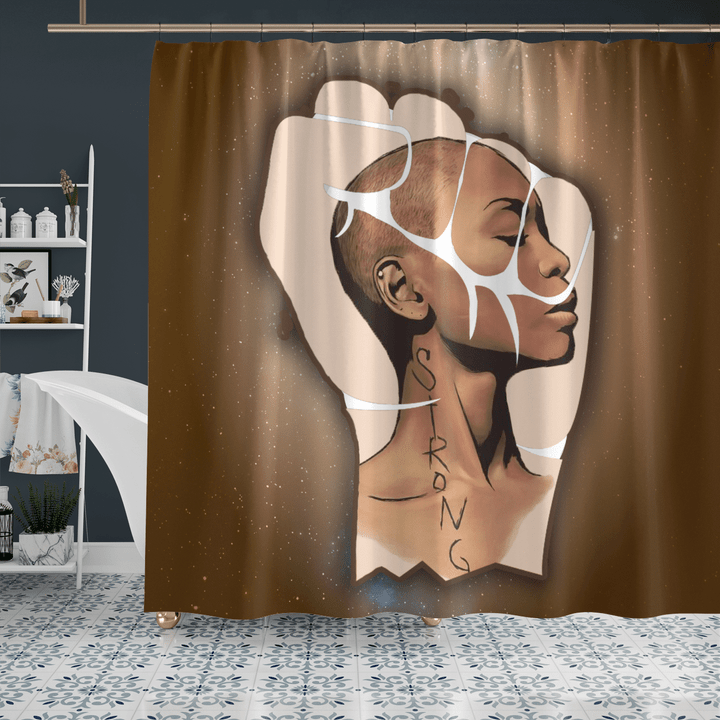 Black girl shower curtain for black woman strong art shower curtain for black girl