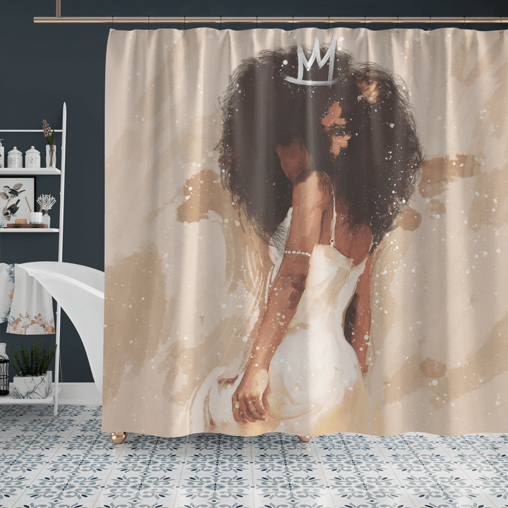 Black queen shower curtain for black girl queen art shower curtain afro women