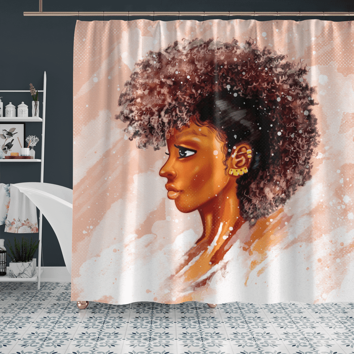 Black girl shower curtain for black women afro dreadlock art shower curtain for black girl