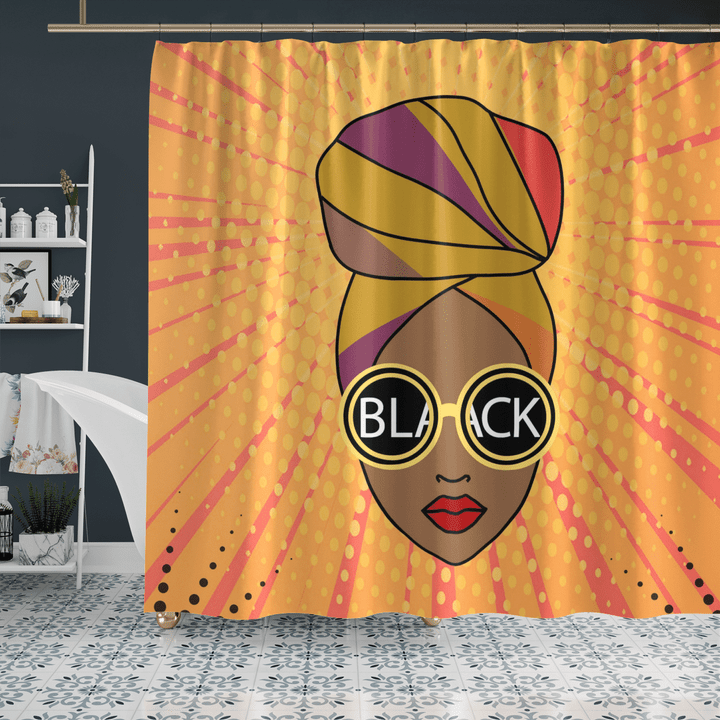 African woman shower curtain for black girl magic art headwrap shower curtainfor black women