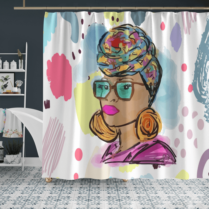 Shower curtain for black women colorful art shower curtain for black girl