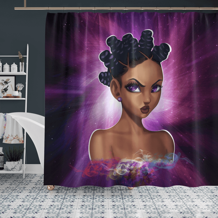 Shower curtain for black girl dreadlock magic art shower curtain