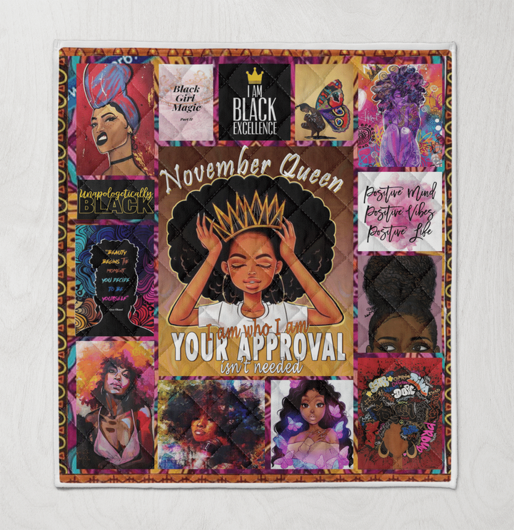 Birthday quilt for black woman art quilt for november girl quilt for black queen
